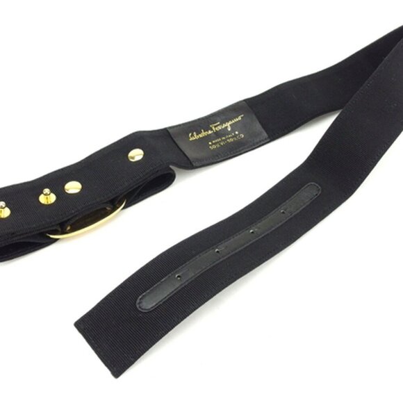 Salvatore Ferragamo belt Black gold Women Authentic secondhand
